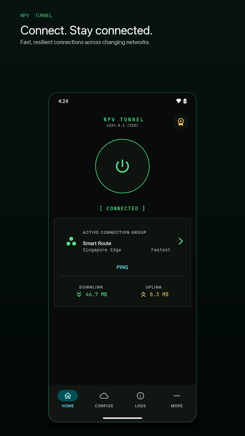 NPV Tunnel connected screen