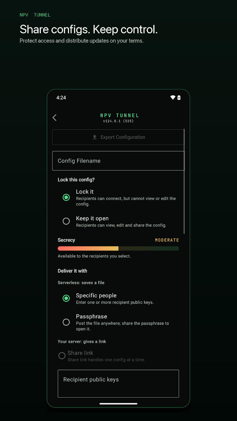 NPV Tunnel config sharing